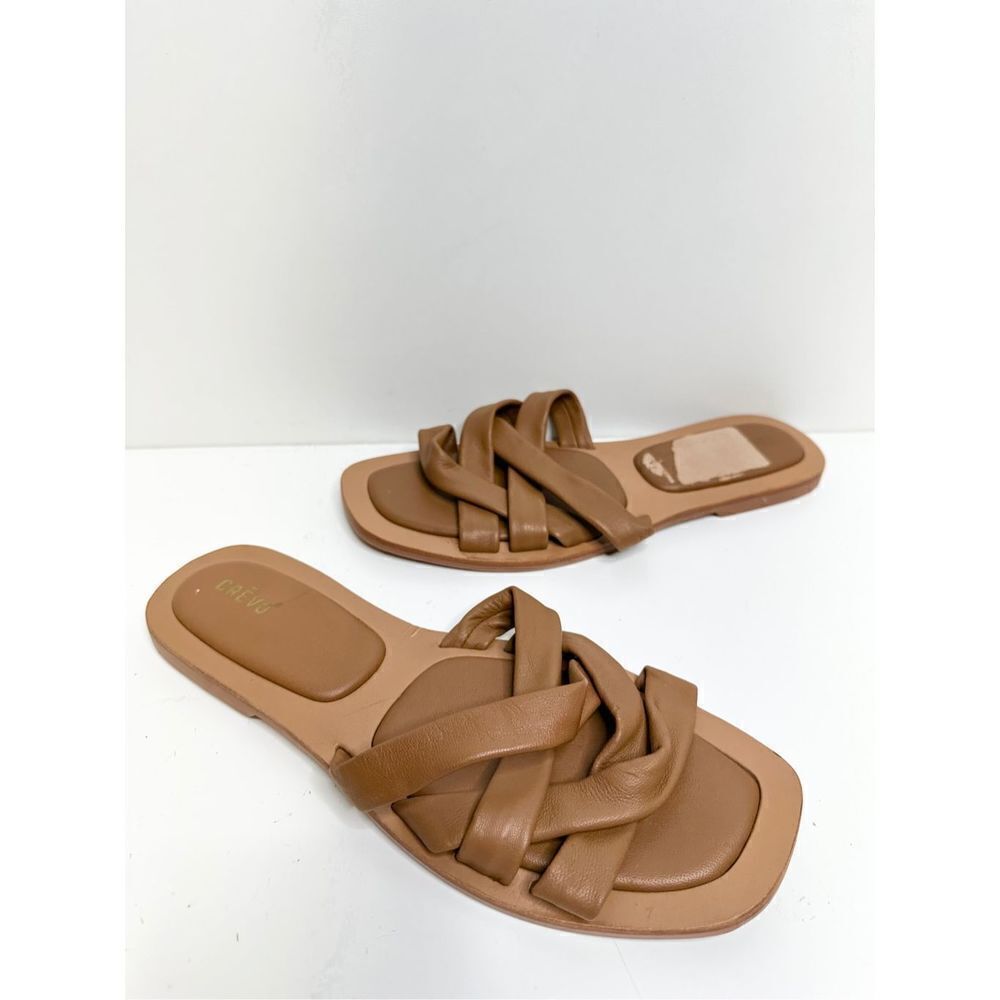 Crevo Sandals Womens Size 8.5 Brown Leather Slip On Slides - Picture 3 of 8